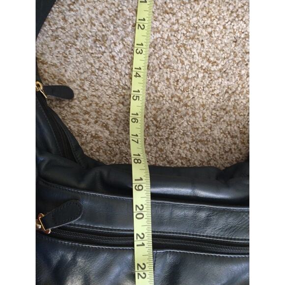 SAS Navy Blue Leather Hobo Crossbody Bag • Adjustable Strap - Picture 6 of 12